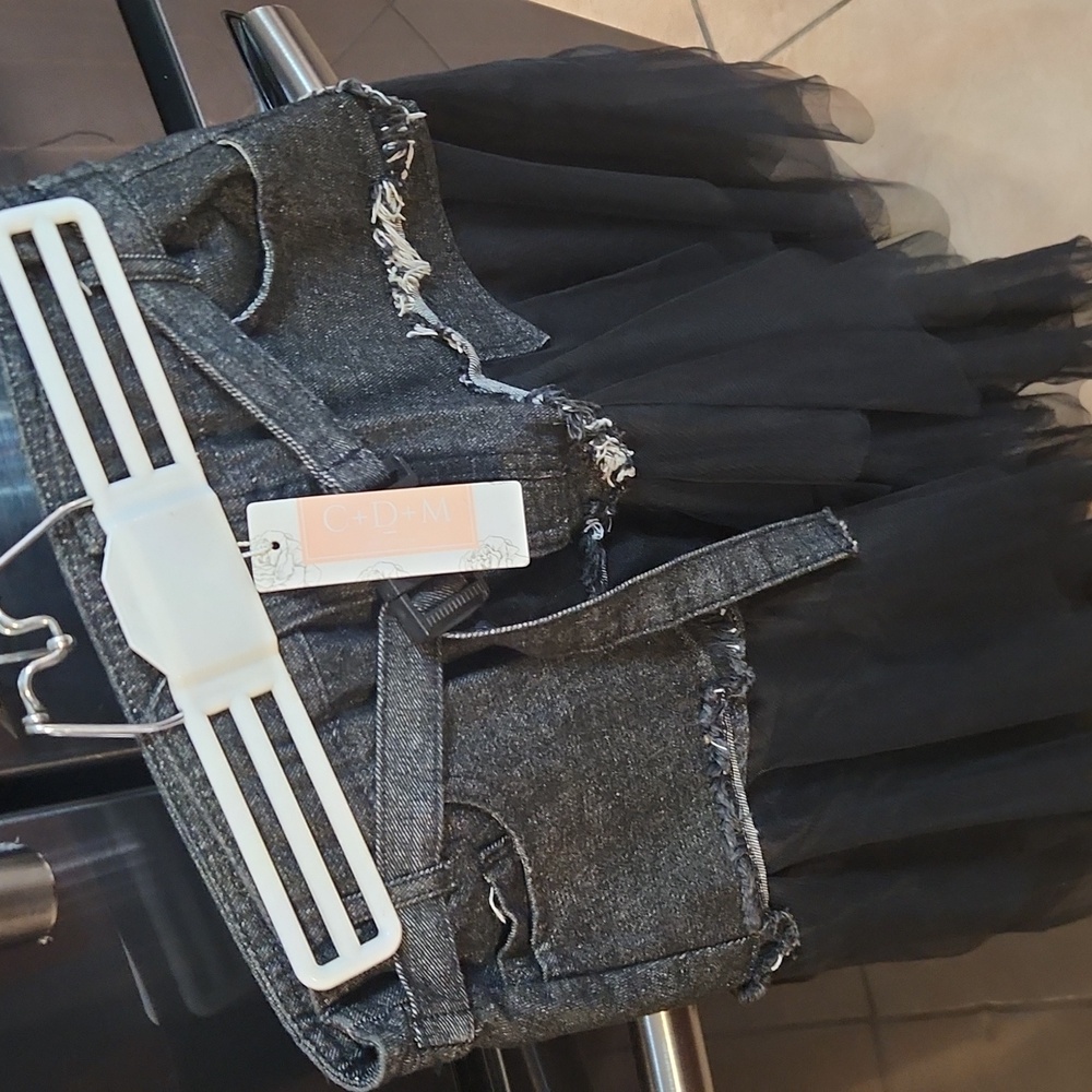 Black Denim Tulle Skirt